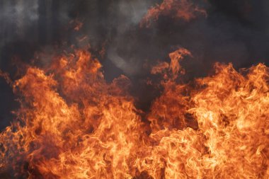 Alevler, siyah arka plan üzerine ateş alevler ateş