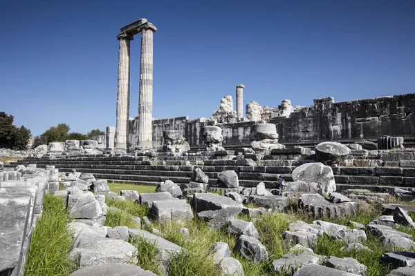 Vista del Templo de Apolo en la ciudad antigua de Didyma, Aydin, Turquía . —  Fotos de Stock
