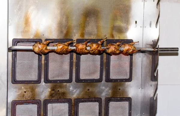 Grilled quails on infrared stove. — Stock Photo, Image