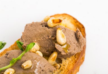 Tavuk karaciğer pate lezzetli bruschetta.
