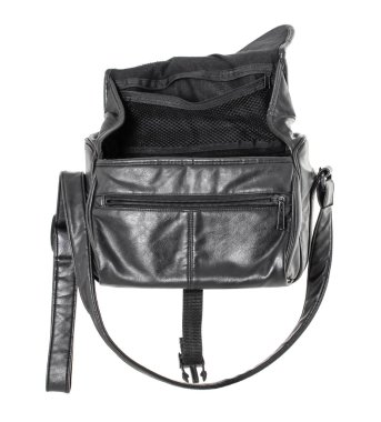 Eski siyah deri çanta.