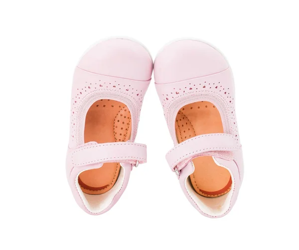 Růžové kožené dětské boty. — Stock fotografie