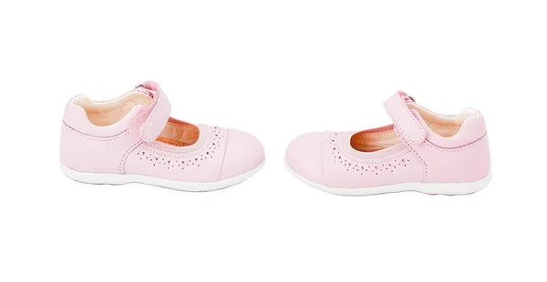 Pink leather baby shoes. — Stock Photo, Image