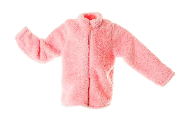 Pink faux fur jacket for girls. — Stock Photo, Image