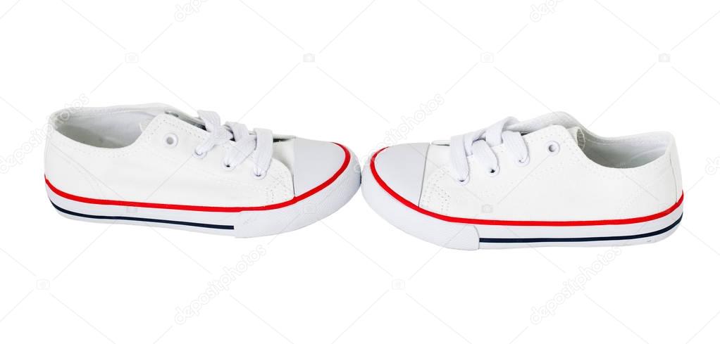 red and white canvas shoes