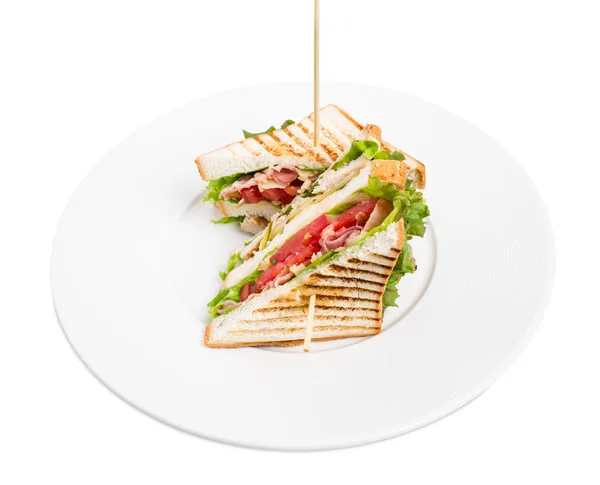 Tradycyjnego grilla club sandwich z kurczaka. — Zdjęcie stockowe