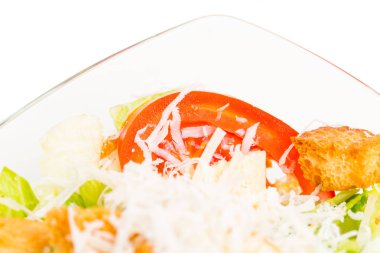 Lezzetli sebze salatası kruton ve peynir.