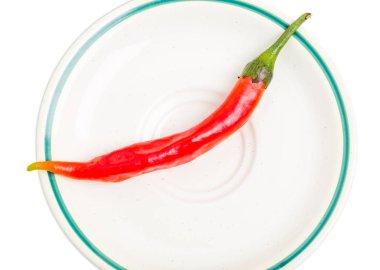 Seramik plaka üzerinde kırmızı acı biber.