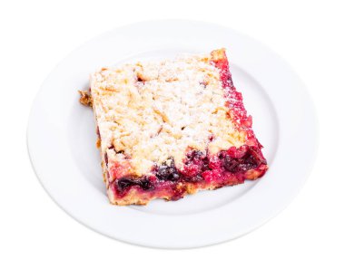 Pudra şekeri ile lezzetli vişneli tart.