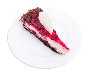 Lezzetli peynir kek kiraz reçeli ile.