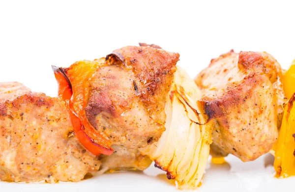 Daging babi panggang shish kebab dengan paprika . — Stok Foto