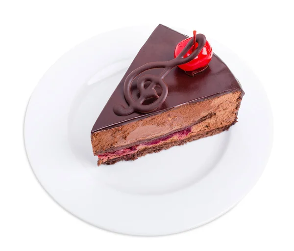 Kokteyl kiraz ile lezzetli çikolatalı kek. — Stok fotoğraf