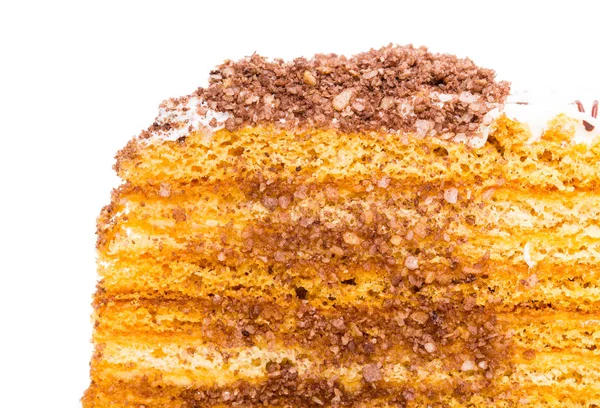 Deliziosa torta con cioccolato grattugiato e noci . — Foto Stock