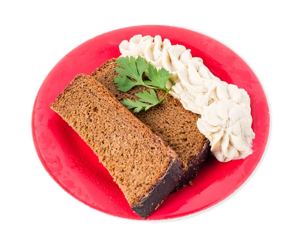 Çavdar ekmeği kıyılmış domuz yağı ile.