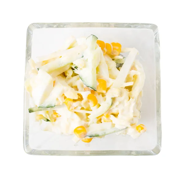 Corn salad with cucumbers and eggs. — Stock Photo, Image