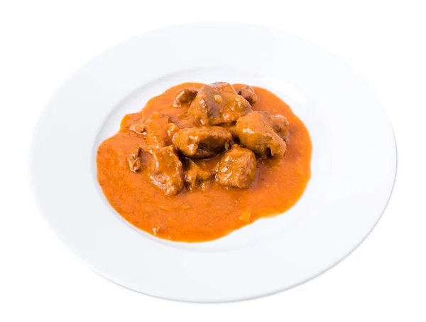 Deliciosa carne de res en salsa de tomate . — Foto de Stock