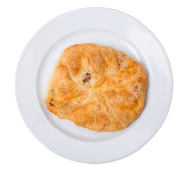 Tuzlu puf pasta kızartma mantar ile.