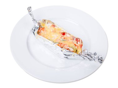 Peynir ve sebze ile başarısız tavuk fileto.