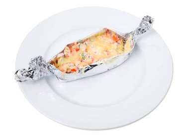 Peynir ve sebze ile başarısız tavuk fileto.