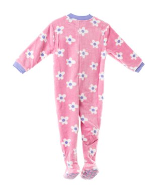 Çiçek desenli pembe yün pijama.
