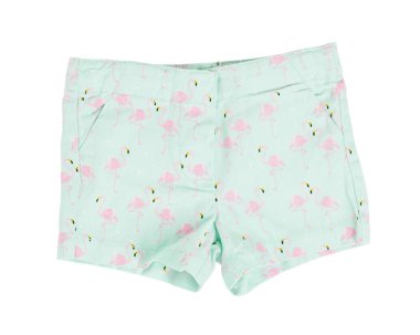 Yeşil flamingo desenle şort.