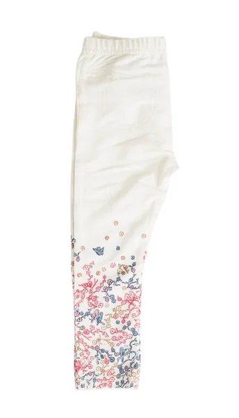 Джинсы в белых джинсах с цветочным узором . — стоковое фото