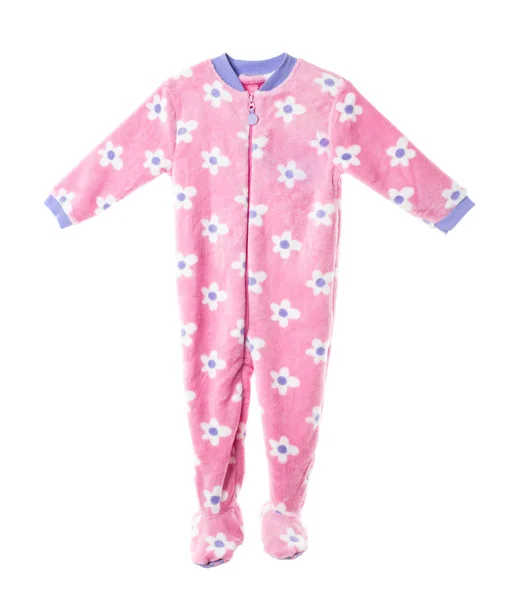 Pink fleece pajamas with floral pattern. — Stock Photo, Image