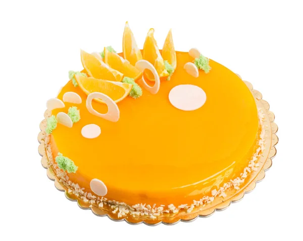 Delicious mirror glazed orange cake.