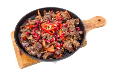 Haşlanmış Tavuk ciğeri kırmızı biber ile.