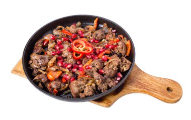 Haşlanmış Tavuk ciğeri kırmızı biber ile.