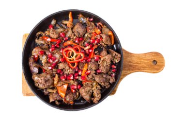 Haşlanmış Tavuk ciğeri kırmızı biber ile.