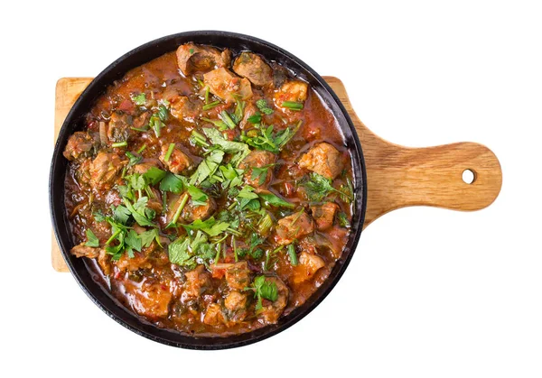 Delicioso filete de cordero guisado con tomates . — Foto de Stock