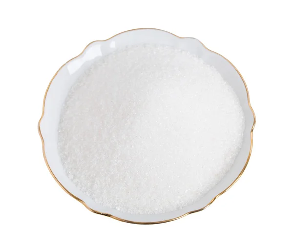 Closeup of sugar in white bowl. — Stock Photo, Image