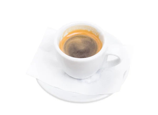 Taza de café expreso en un plato . — Foto de Stock