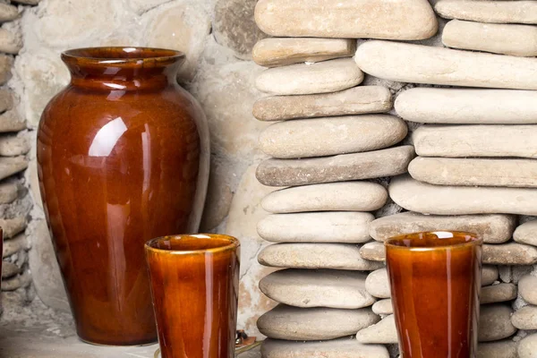 Brown clay vases. — Stock Photo, Image