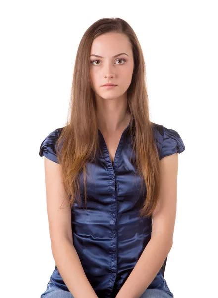 Cabeza y torso de una mujer de cabello castaño . — Foto de Stock