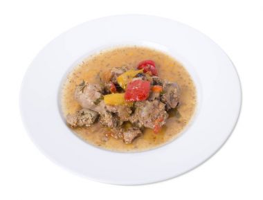 Kızarmış tavuk sebze ve sos ile.