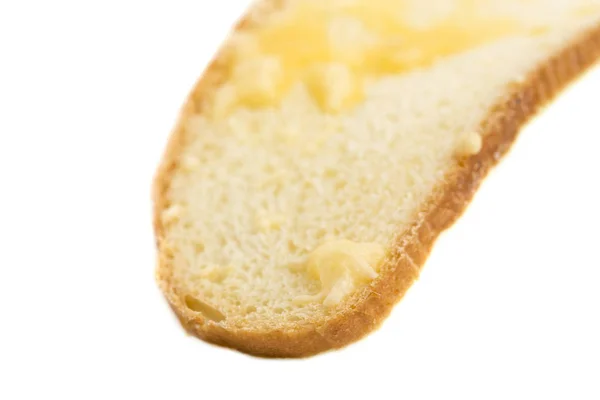 Slice of crouton with melted cheese. — Stock Photo, Image