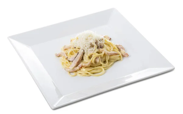 Classica pasta alla carbonara italiana . — Foto Stock