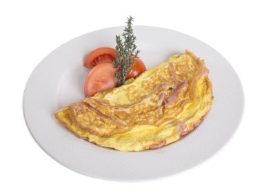 Omlet jambon ve domates ile.