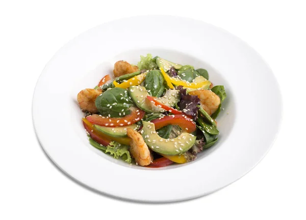 Avocado salad with prawns. — Stock Photo, Image