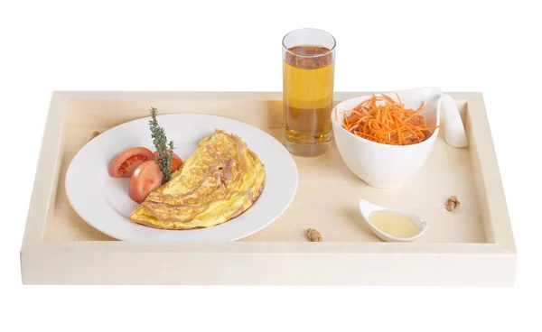 Ham omelet with carrot salad. — Stock Photo, Image