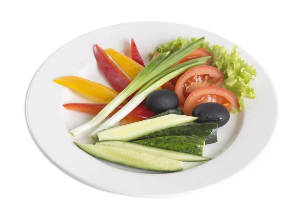 Verduras en rodajas en un plato. — Foto de Stock