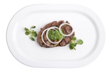 Yeşil yağ ile Dana bonfile.