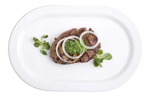 Rinderfilet mit grünem Öl. — Stockfoto