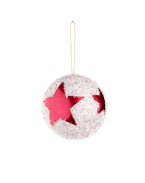 Białe Boże Narodzenie ball z gwiazdą. — Zdjęcie stockowe