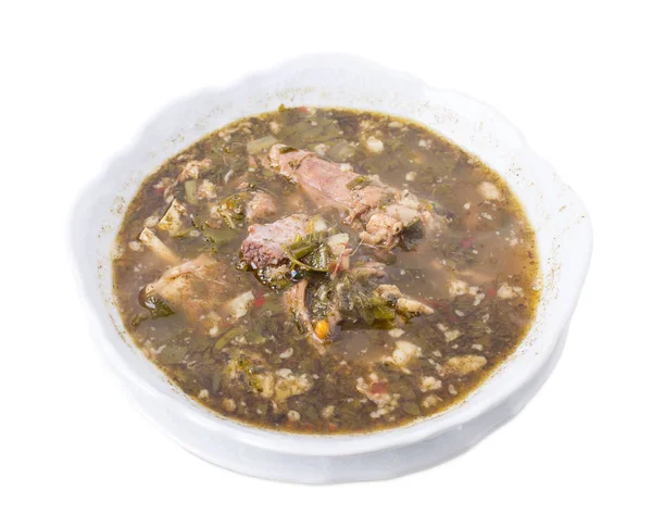 Jagnięcina smaczne zupy ze szpinakiem. — Zdjęcie stockowe