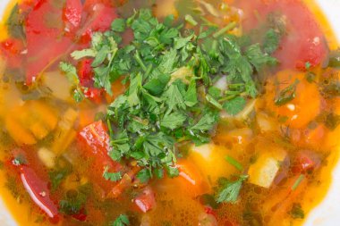 Lezzetli Gürcü vejetaryen çorbası.