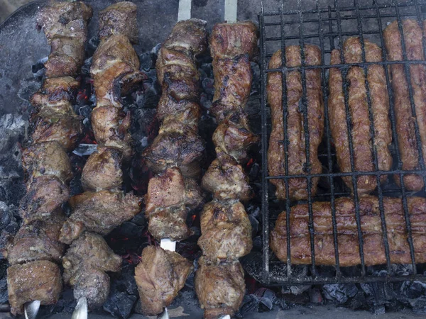 Meat fried on the grill. — Stock Photo, Image