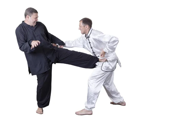 Volwassen atleet voert formele goju-ryu oefeningen uit. — Stockfoto